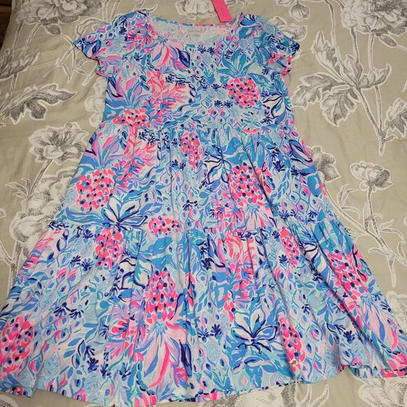 Lily Pulitzer Party Princess Blue  & Pink Cotton Dress Size Small NWT - Picture 1 of 8